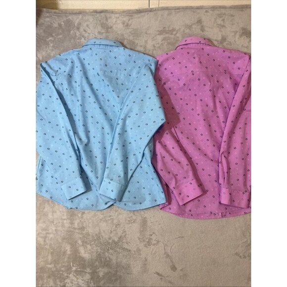 Foxcroft Women’s Size 8 Shirt Lot Pink Blue Polka Dot Long Sleeve - Picture 11 of 11